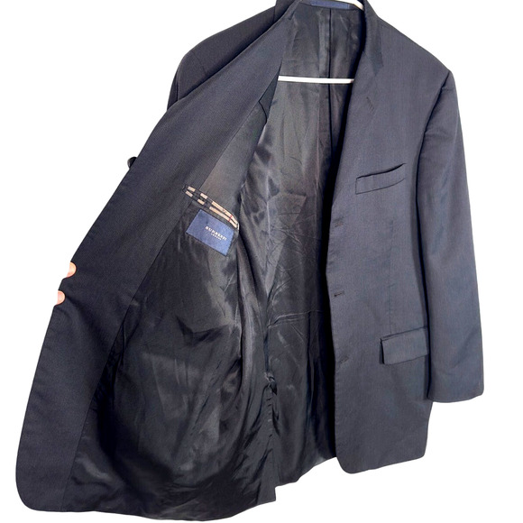 Burberry 40R Bond Street Wool Suit Jacket 3 Button Pinstripe Blazer Black EUC! - Picture 4 of 8